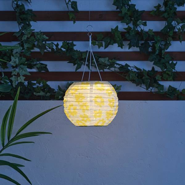 SOLVINDEN Solarhängeleuchte, LED, für draußen rund/gelb Blume, Wochenangebot