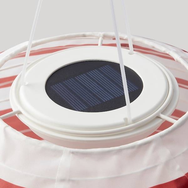 SOLVINDEN Solarhängeleuchte, LED, für draußen rund/rot Streifen, Kostenlose Rückgabe
