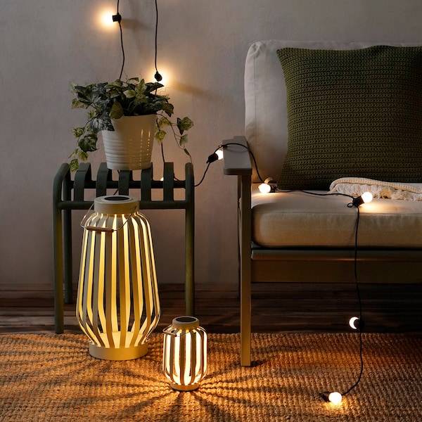 SOLVINDEN Solartischleuchte, LED, beige/Streifen, Black Friday Preise