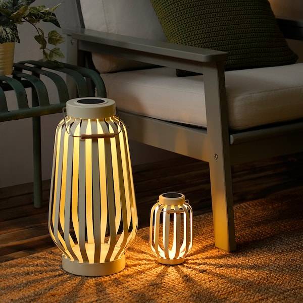 SOLVINDEN Solartischleuchte, LED, beige/Streifen, Black Friday Preise