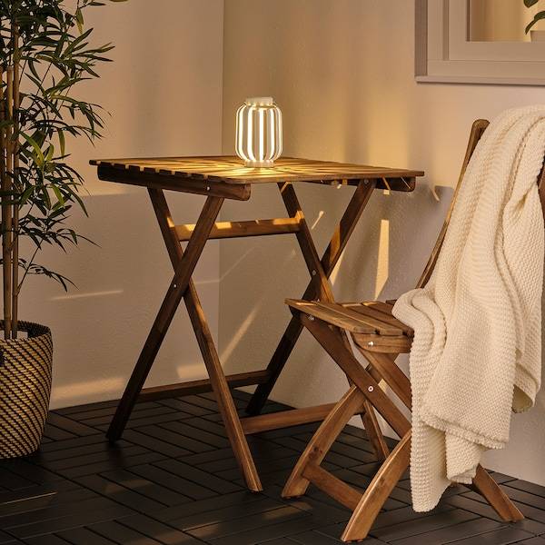 SOLVINDEN Solartischleuchte, LED, beige/Streifen, Black Friday Preise