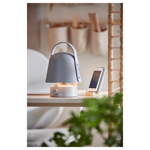 VAPPEBY Leuchte m Bluetooth-Lautsprecher, für draußen/grau Auslauf