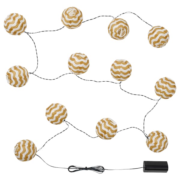 SOLVINDEN Lichterkette (12), LED, für draußen batteriebetrieben/gelb Wellen