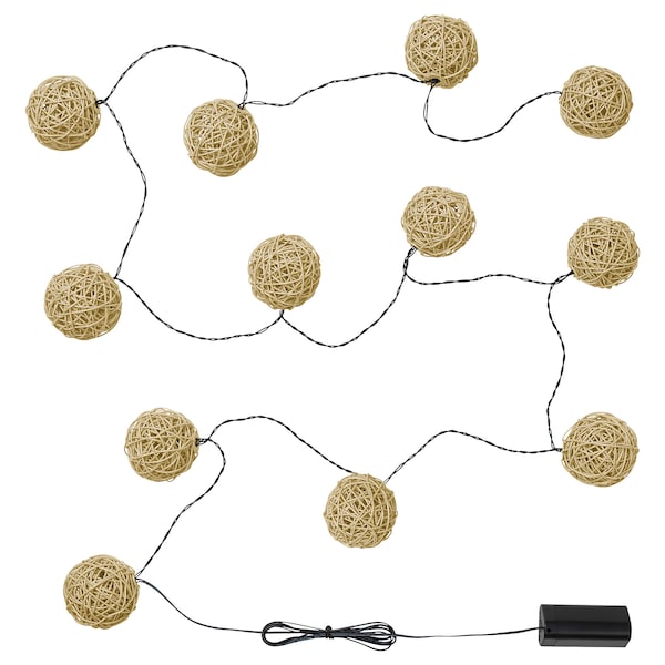 SOLVINDEN Lichterkette (12), LED, batteriebetrieben/beige Fabrikverkauf