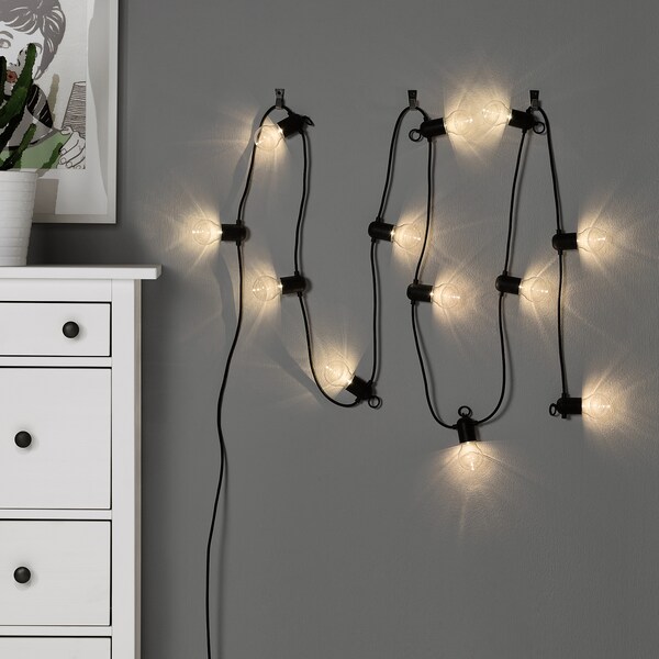 SVARTRÅ Lichterkette (12), LED, schwarz/für draußen Blitzverkäufe