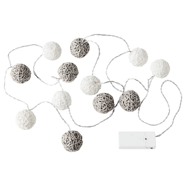 LIVSÅR Lichterkette (12), LED, innen/batteriebetrieben grau/weiß Limitierter Zeitrabatt