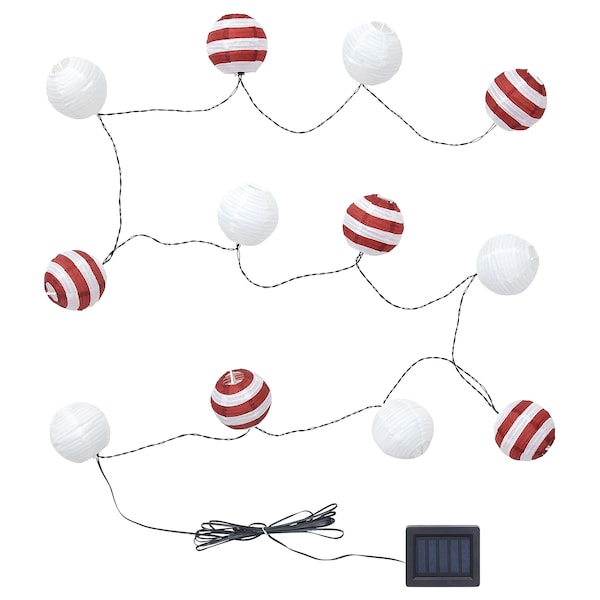 SOLVINDEN Lichterkette (12), LED, solarbetrieben für draußen/rot Streifen Begrenztes Angebot