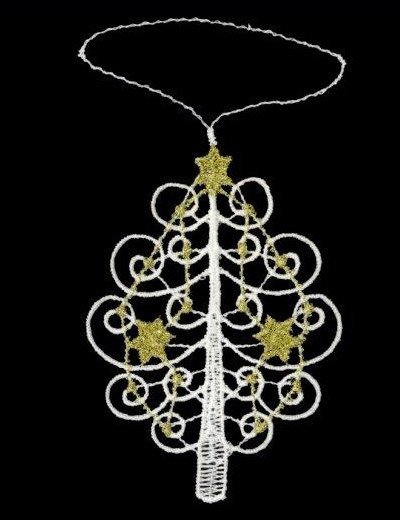 Plauener Spitze Baumbehang Weihnachtsbaum goldfarben