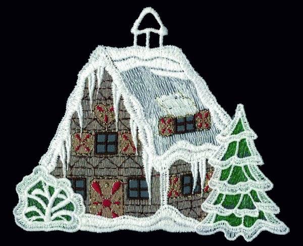 Plauener Spitze Fensterbild Knusperhäuschen