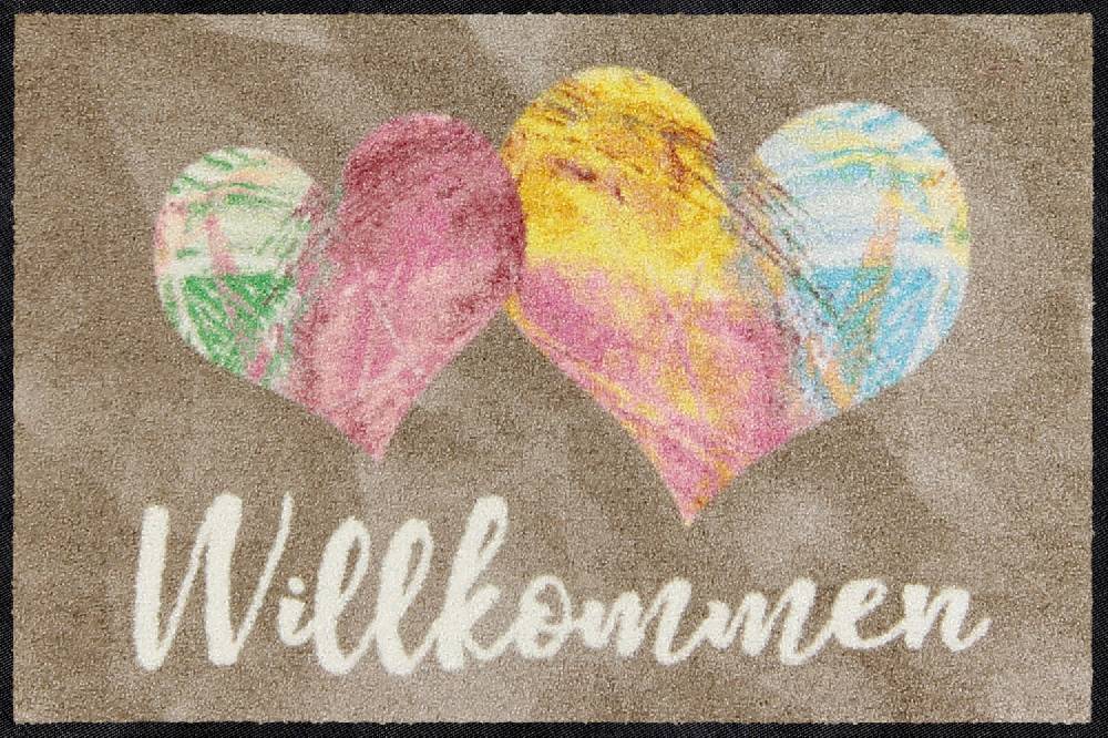 Salonloewe Willkommen Herzkunst Fußmatte
