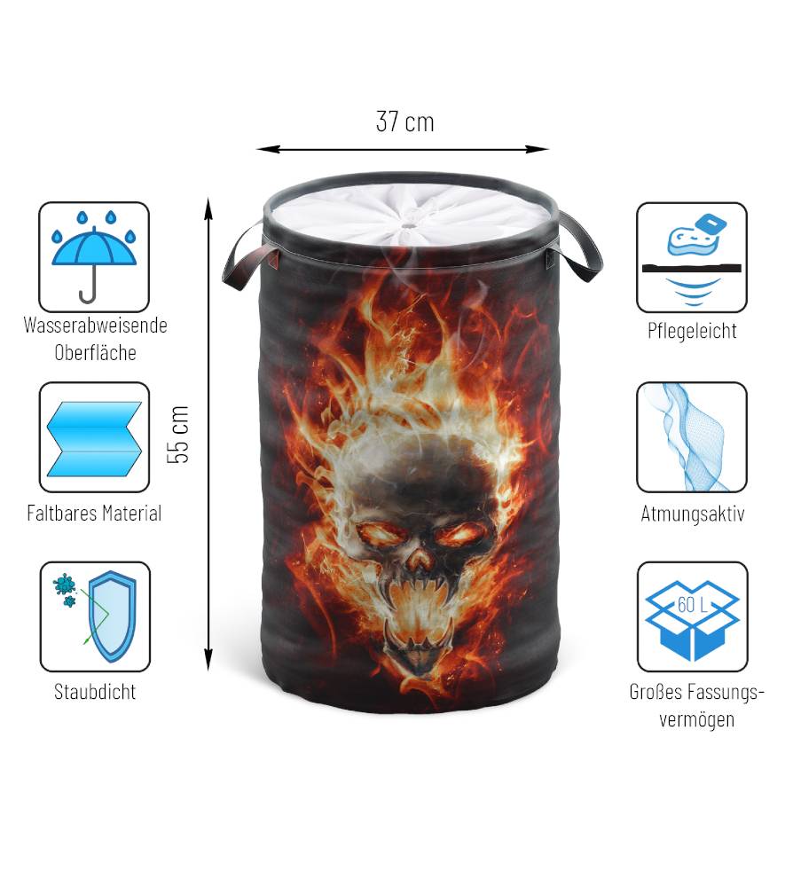 Sanilo Wäschekorb Totenkopf in Flammen