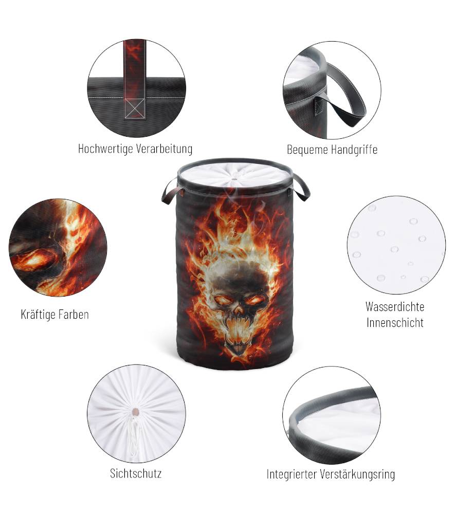 Sanilo Wäschekorb Totenkopf in Flammen Fabrikladen