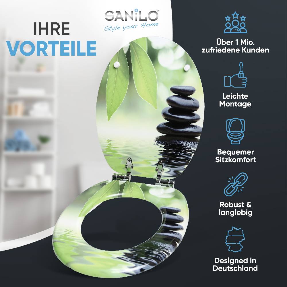 Sanilo WC-Sitz mit Absenkautomatik Harmony - Premium Toilettendeckel direkt vom Hersteller