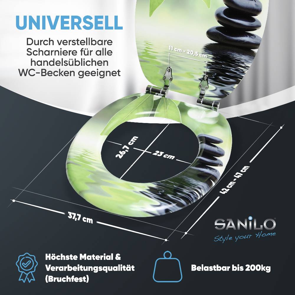 Sanilo WC-Sitz mit Absenkautomatik Harmony - Premium Toilettendeckel direkt vom Hersteller Neueste Mode