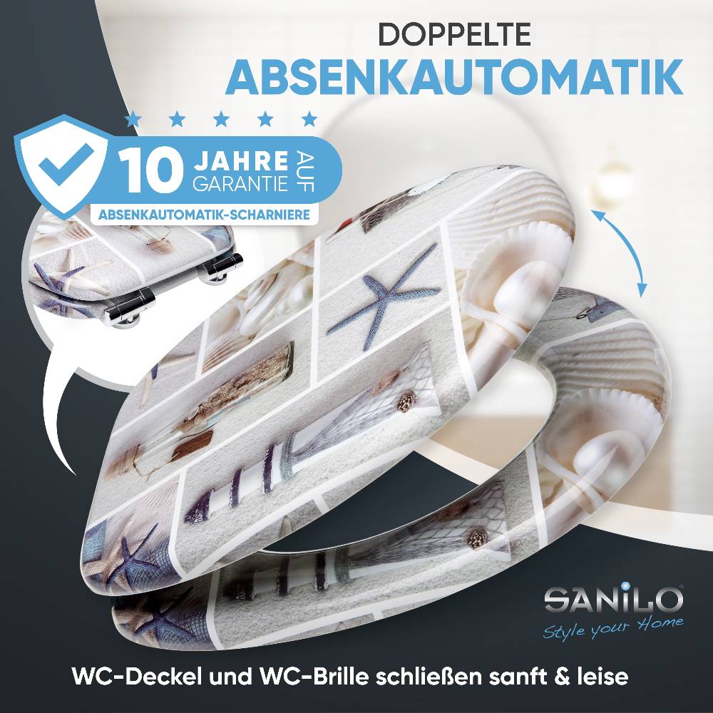 Sanilo WC-Sitz mit Absenkautomatik Meeresbrise - Premium Toilettendeckel direkt vom Hersteller Online Outlet