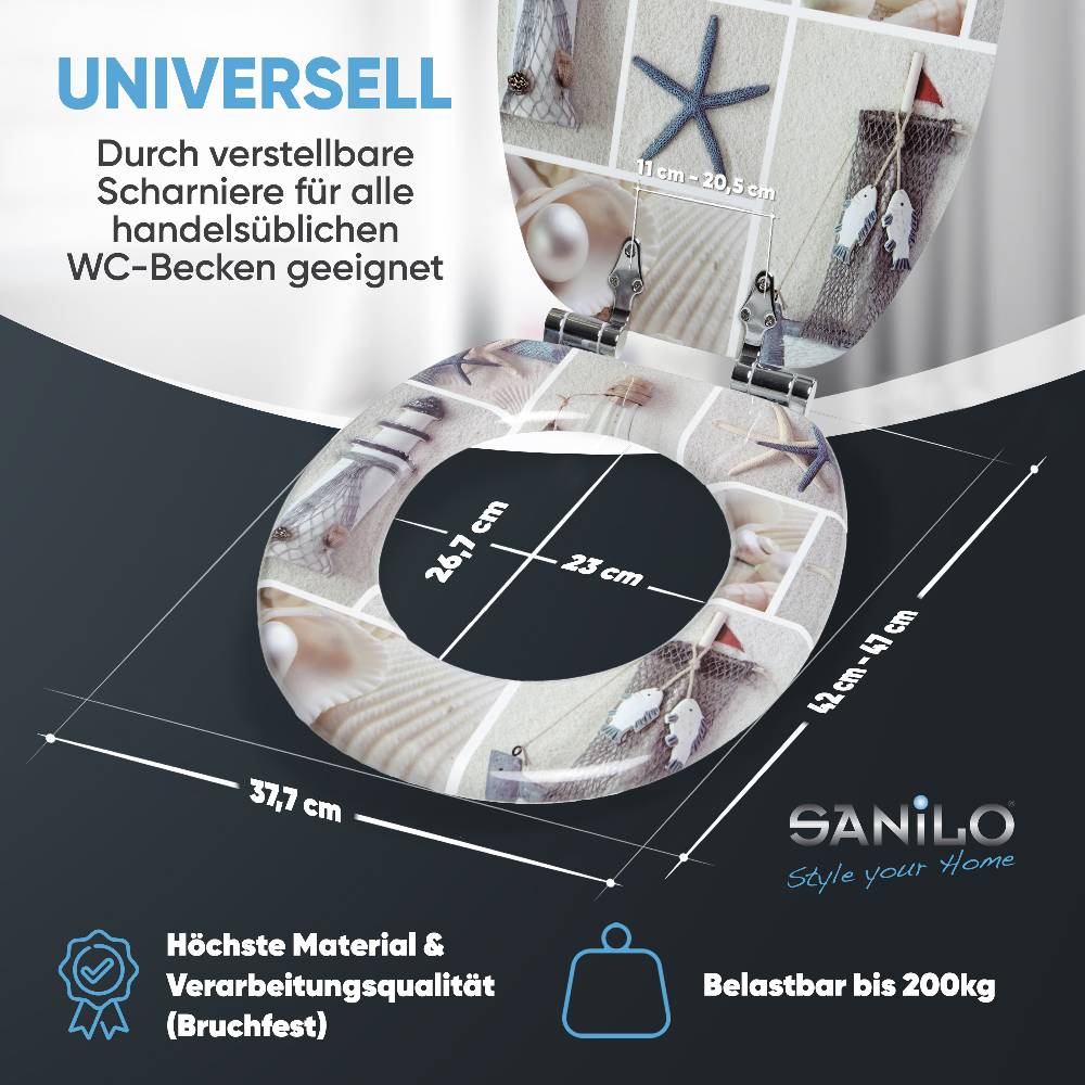 Sanilo WC-Sitz mit Absenkautomatik Meeresbrise - Premium Toilettendeckel direkt vom Hersteller Online Outlet