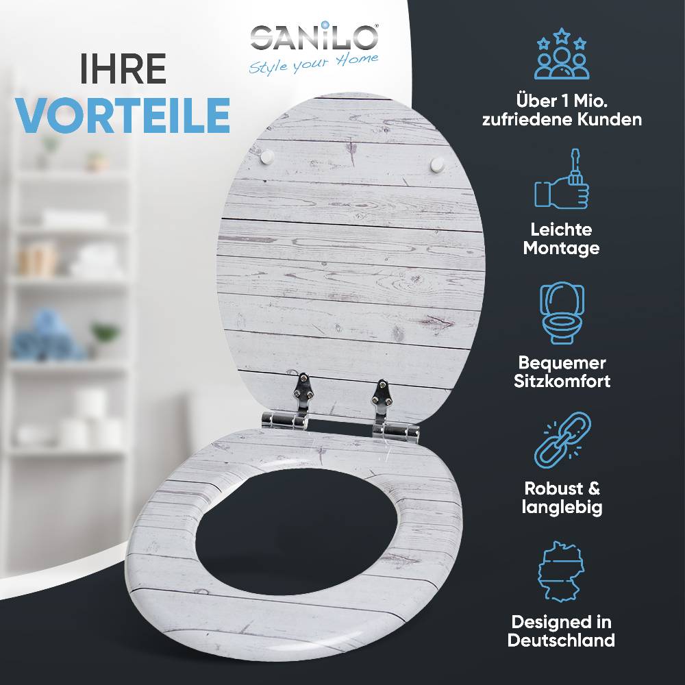 Sanilo WC-Sitz mit Absenkautomatik Timber - Premium Toilettendeckel direkt vom Hersteller