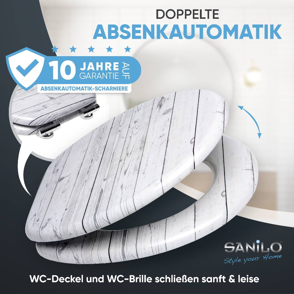 Sanilo WC-Sitz mit Absenkautomatik Timber - Premium Toilettendeckel direkt vom Hersteller Exklusive Angebote