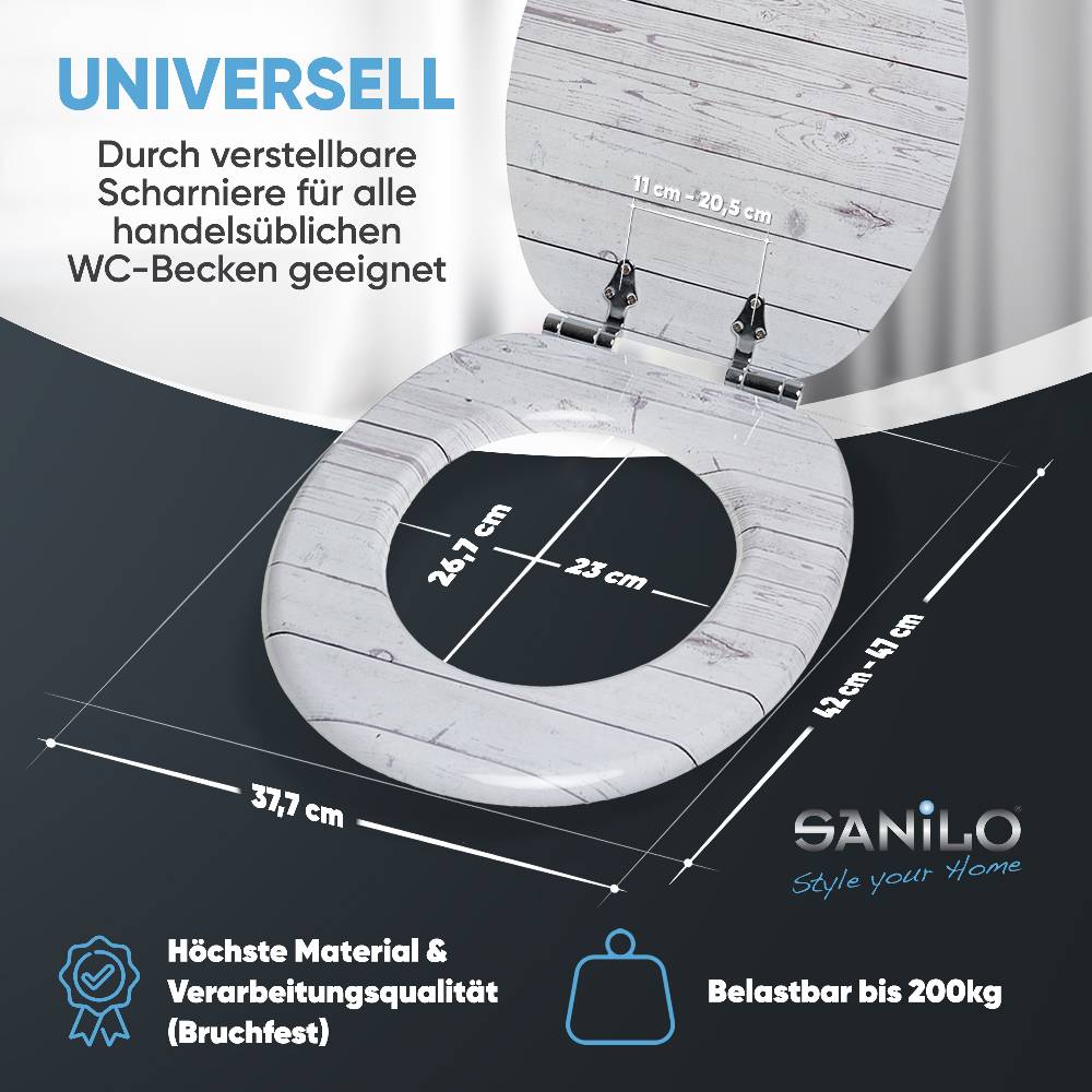 Sanilo WC-Sitz mit Absenkautomatik Timber - Premium Toilettendeckel direkt vom Hersteller Exklusive Angebote