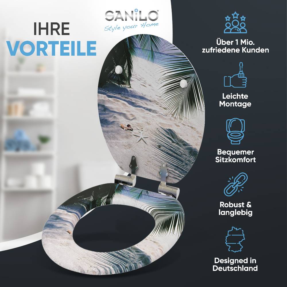 Sanilo WC-Sitz mit Absenkautomatik Beach - Premium Toilettendeckel direkt vom Hersteller