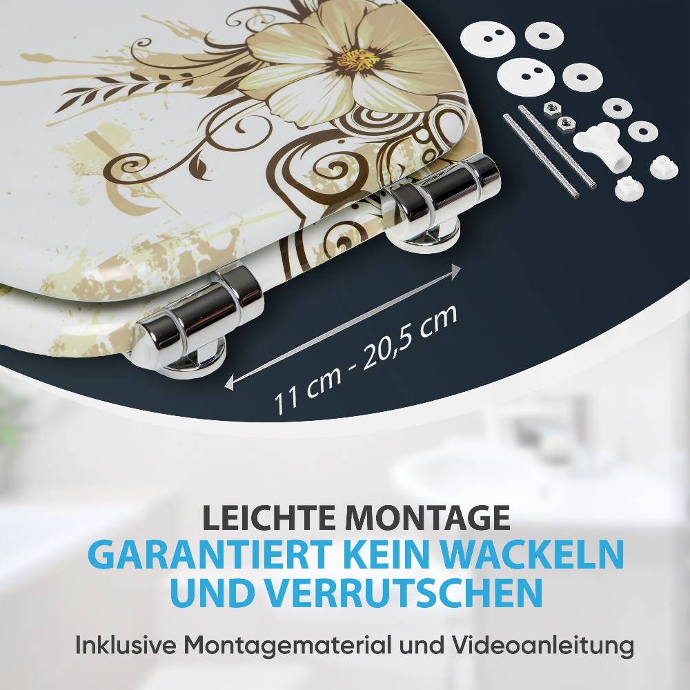 Sanilo WC-Sitz mit Absenkautomatik Flower - Premium Toilettendeckel direkt vom Hersteller Räumungsverkauf