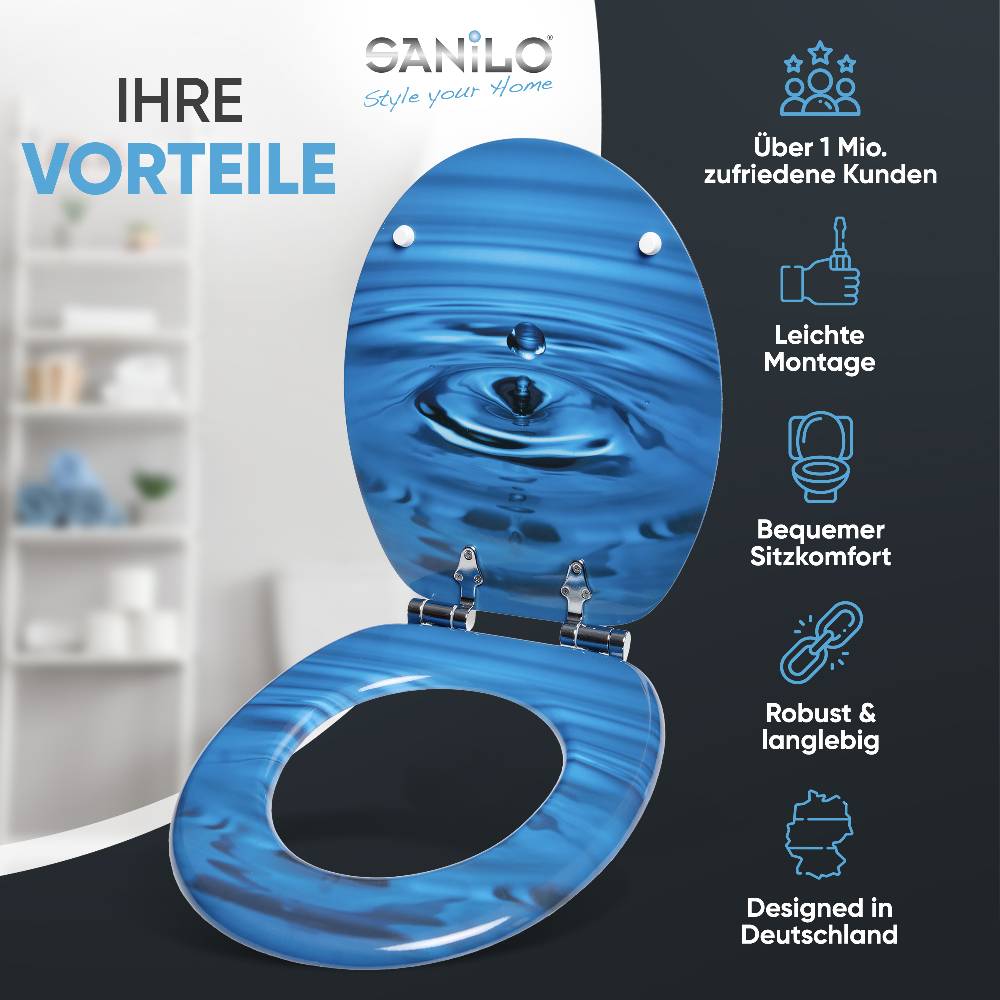 Sanilo WC-Sitz mit Absenkautomatik Tropfen - Premium Toilettendeckel direkt vom Hersteller