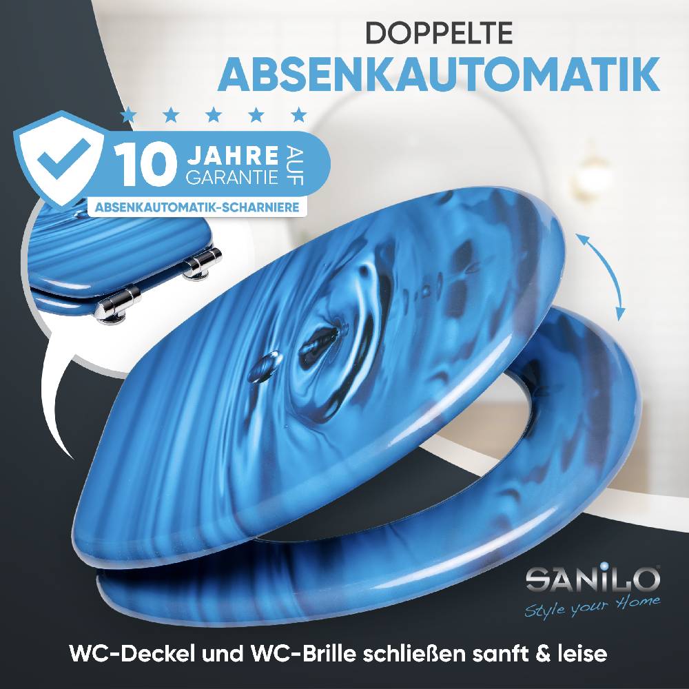 Sanilo WC-Sitz mit Absenkautomatik Tropfen - Premium Toilettendeckel direkt vom Hersteller Kauf eins, bekomm eins gratis