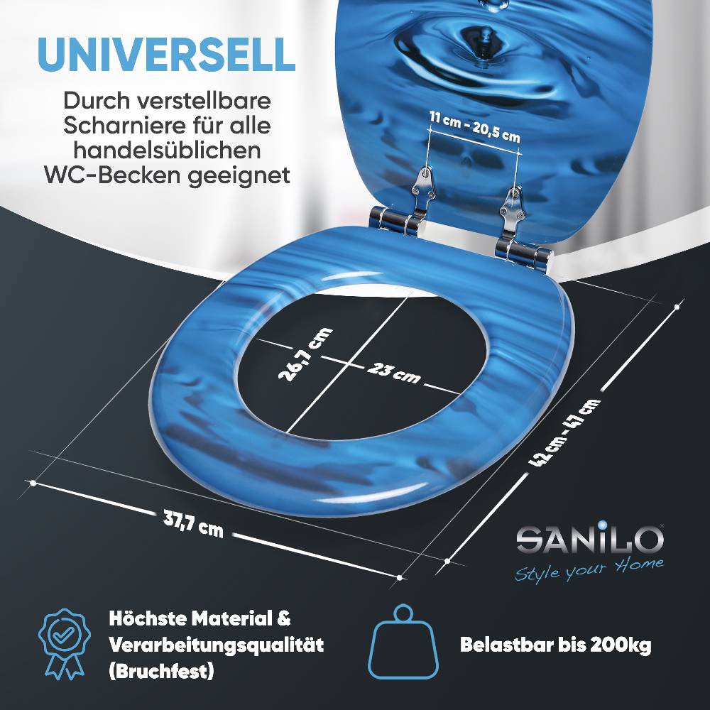 Sanilo WC-Sitz mit Absenkautomatik Tropfen - Premium Toilettendeckel direkt vom Hersteller Kauf eins, bekomm eins gratis