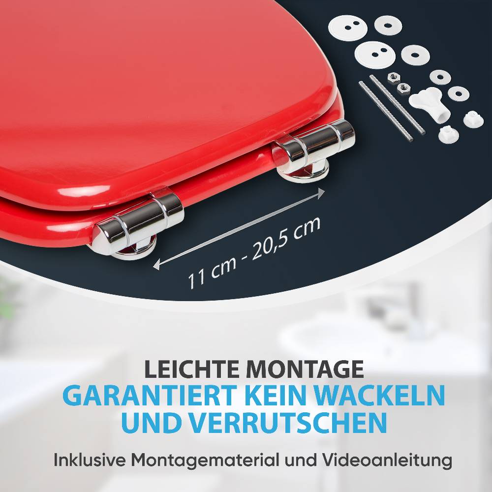 Sanilo WC-Sitz mit Absenkautomatik Rot - Premium Toilettendeckel direkt vom Hersteller VIP-Rabatte
