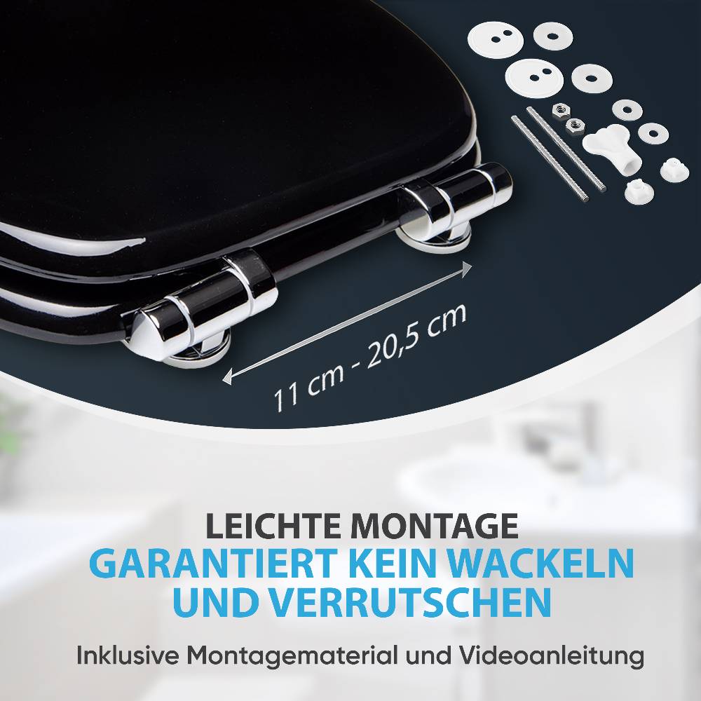 Sanilo WC-Sitz mit Absenkautomatik Schwarz - Premium Toilettendeckel direkt vom Hersteller Tiefpreis