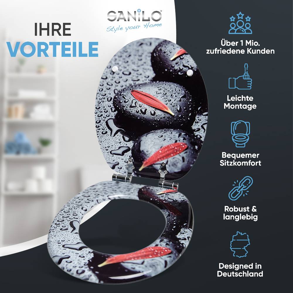 Sanilo WC-Sitz mit Absenkautomatik Elegance - Premium Toilettendeckel direkt vom Hersteller