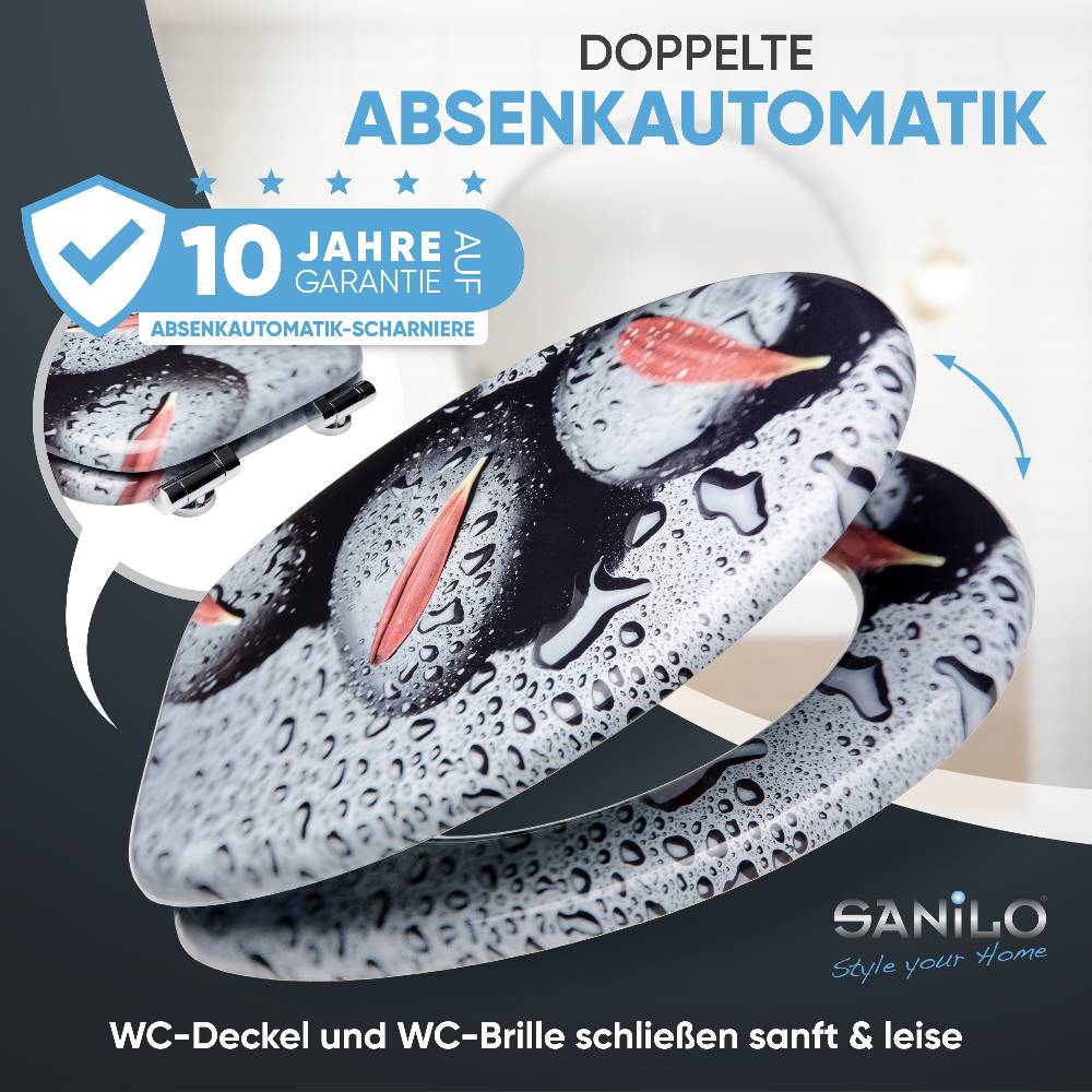 Sanilo WC-Sitz mit Absenkautomatik Elegance - Premium Toilettendeckel direkt vom Hersteller Kostenlose Rückgabe
