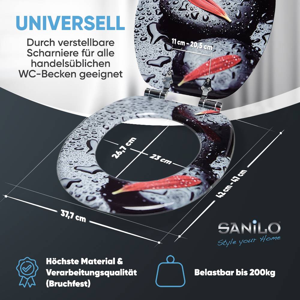 Sanilo WC-Sitz mit Absenkautomatik Elegance - Premium Toilettendeckel direkt vom Hersteller Kostenlose Rückgabe
