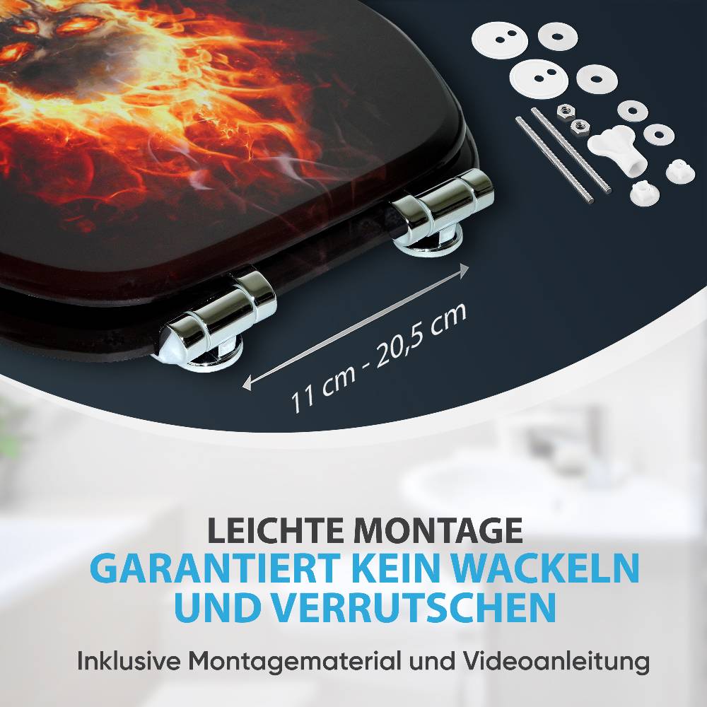 Sanilo WC-Sitz mit Absenkautomatik Totenkopf in Flammen - Premium Toilettendeckel direkt vom Hersteller Letzte 3 Tage