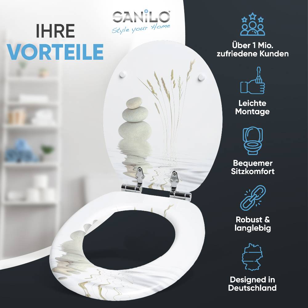 Sanilo WC-Sitz mit Absenkautomatik Balance - Premium Toilettendeckel direkt vom Hersteller
