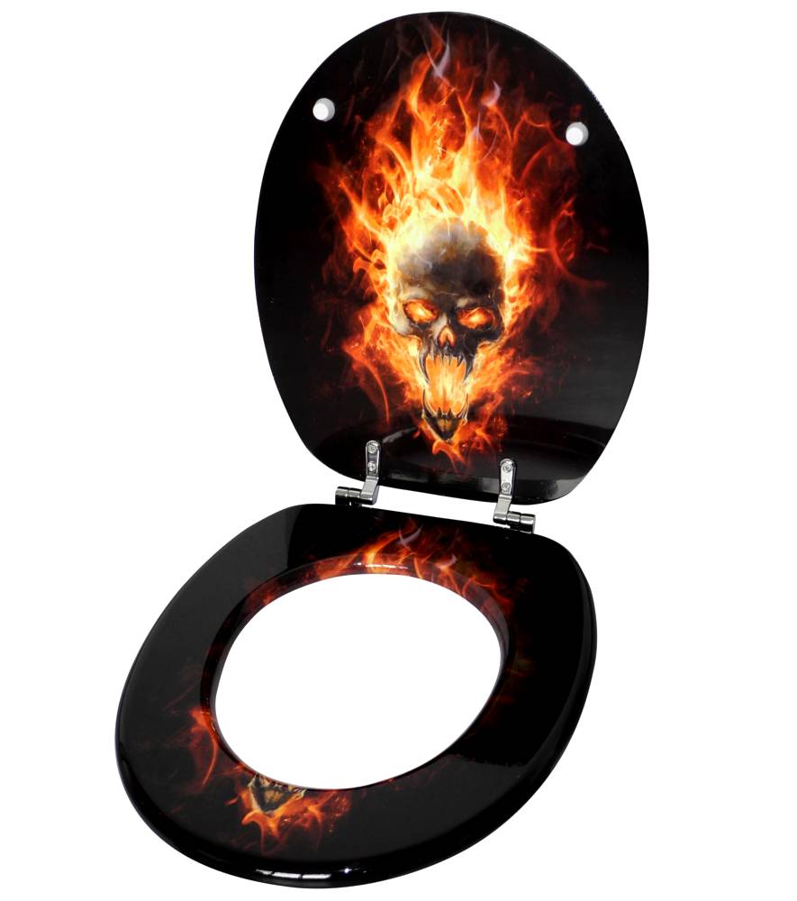 Sanilo WC-Sitz Totenkopf in Flammen - Premium Toilettendeckel direkt vom Hersteller Neueste Stile