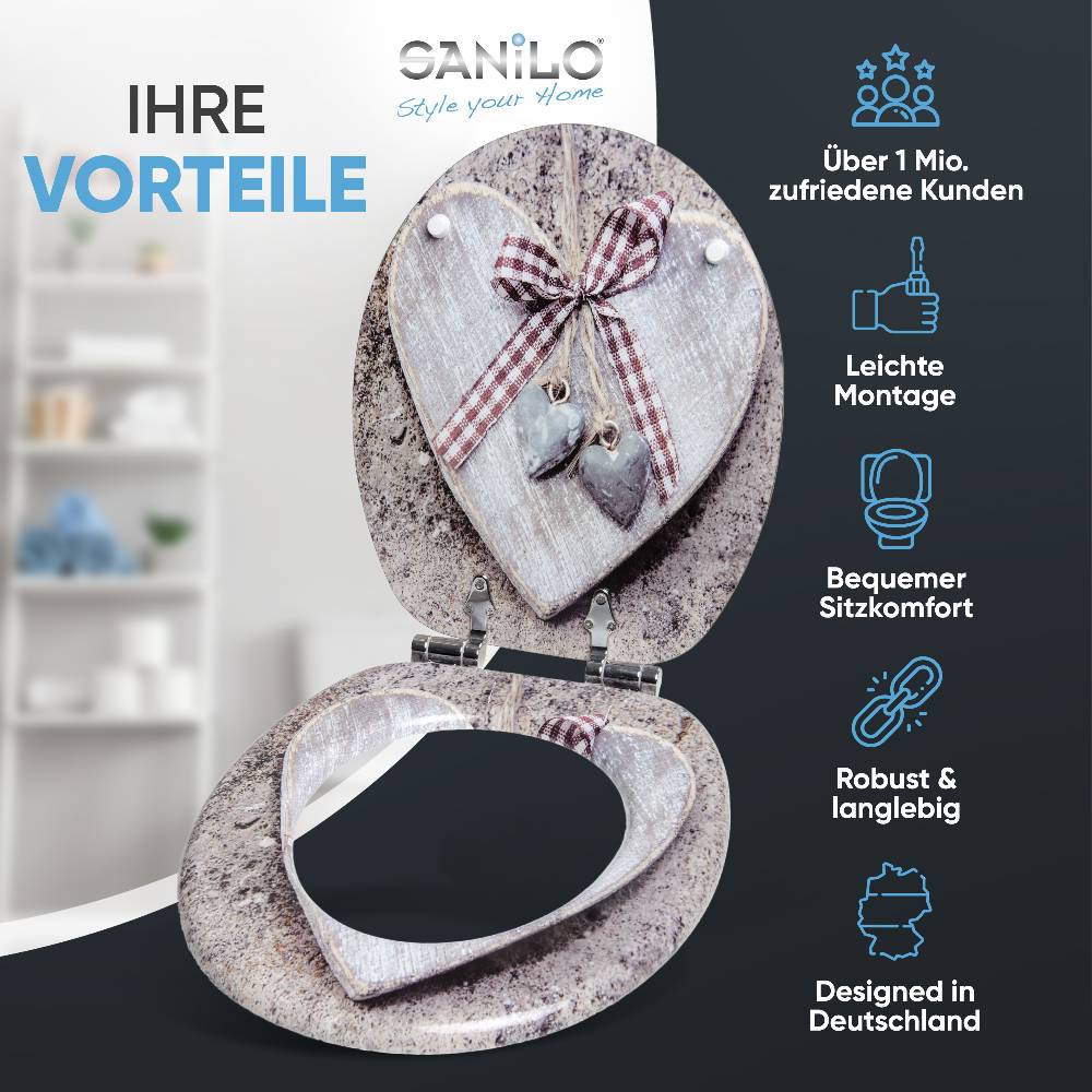 Sanilo WC-Sitz mit Absenkautomatik Bavaria - Premium Toilettendeckel direkt vom Hersteller