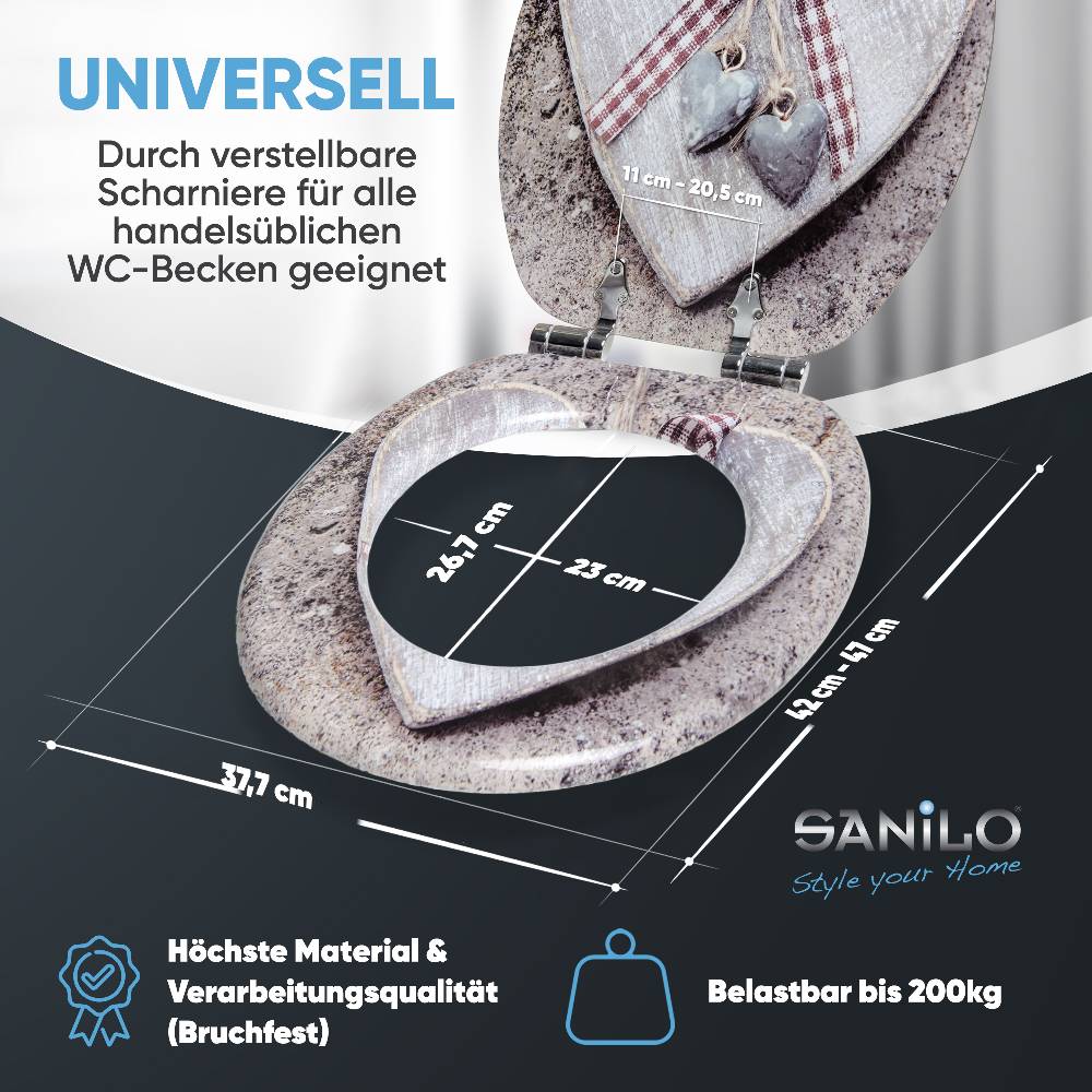 Sanilo WC-Sitz mit Absenkautomatik Bavaria - Premium Toilettendeckel direkt vom Hersteller Letzte 2 Tage