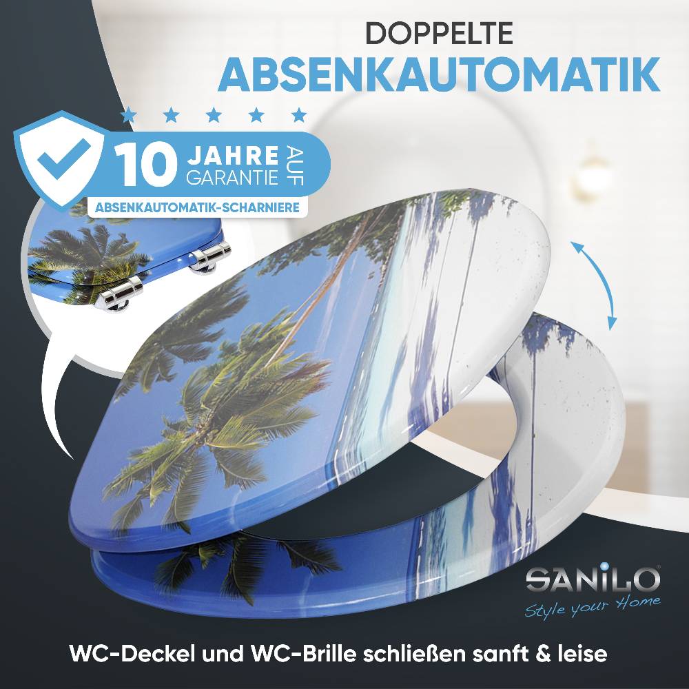 Sanilo WC-Sitz mit Absenkautomatik Karibik - Premium Toilettendeckel direkt vom Hersteller Letzter Tag
