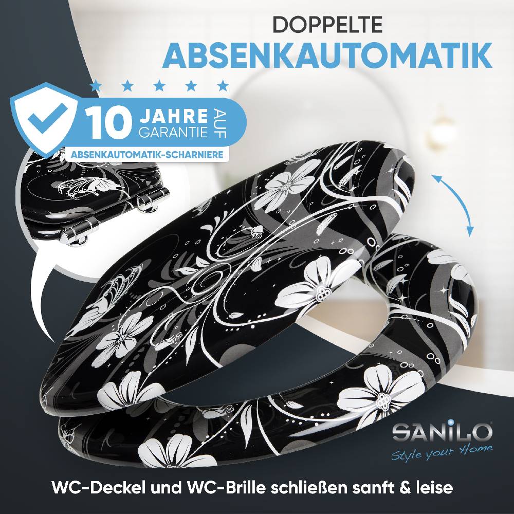 Sanilo WC-Sitz mit Absenkautomatik White Flower - Premium Toilettendeckel direkt vom Hersteller Bis zu 65% Rabatt