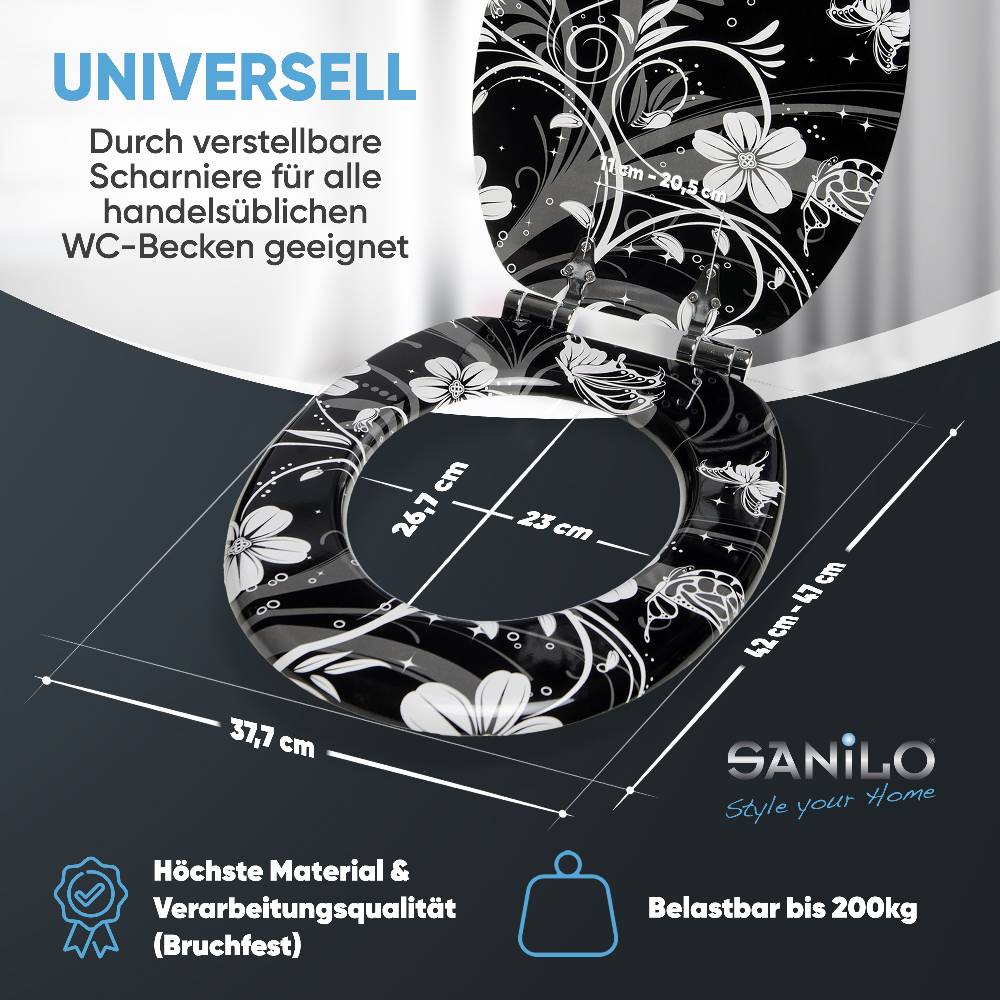 Sanilo WC-Sitz mit Absenkautomatik White Flower - Premium Toilettendeckel direkt vom Hersteller Bis zu 65% Rabatt