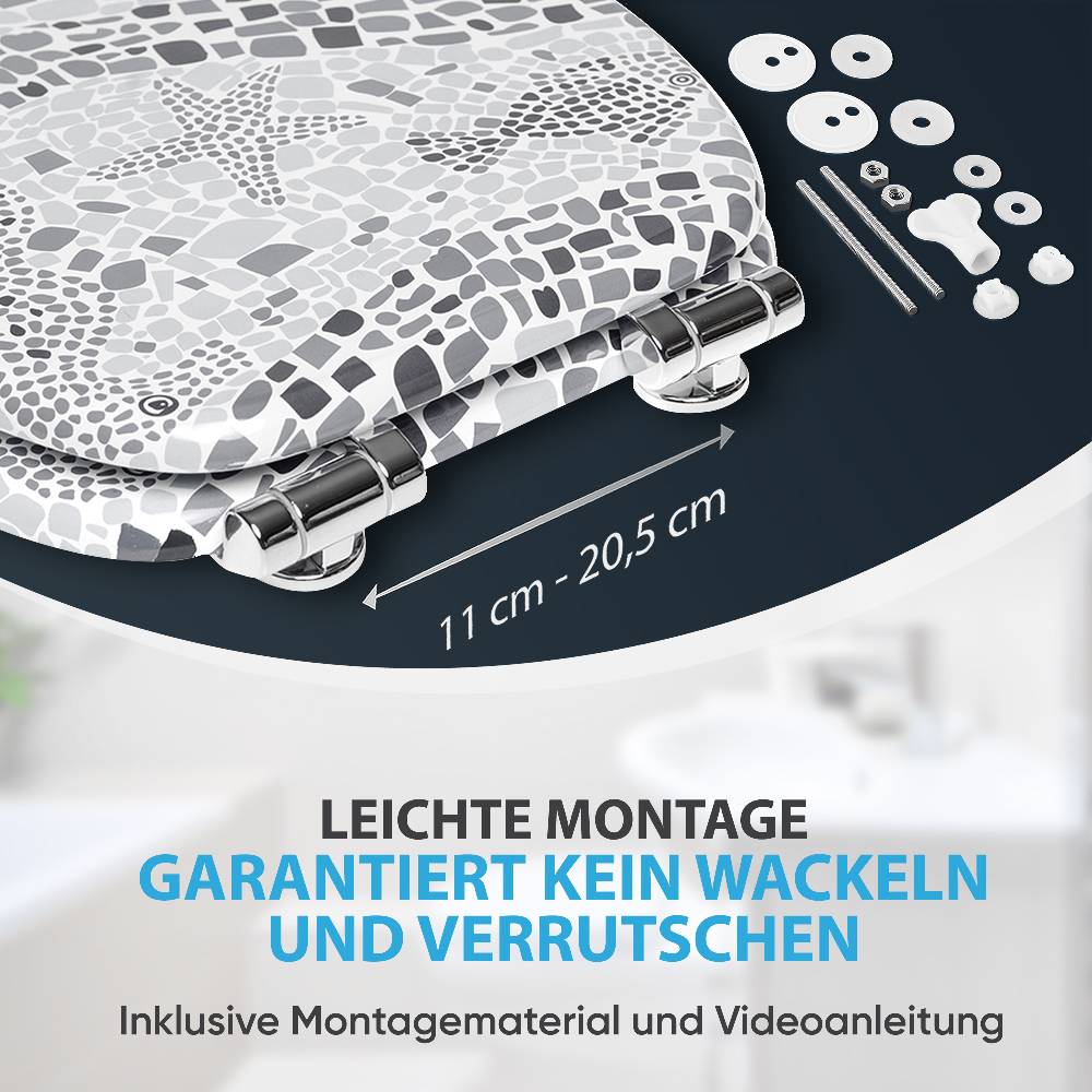 Sanilo WC-Sitz mit Absenkautomatik Mosaic World Grey - Premium Toilettendeckel direkt vom Hersteller Nur für heute