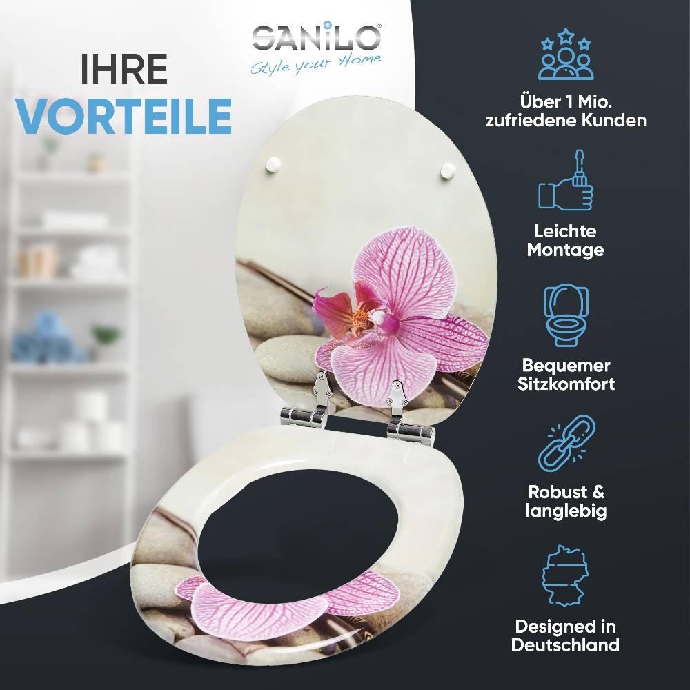 Sanilo WC-Sitz mit Absenkautomatik Wellness - Premium Toilettendeckel direkt vom Hersteller