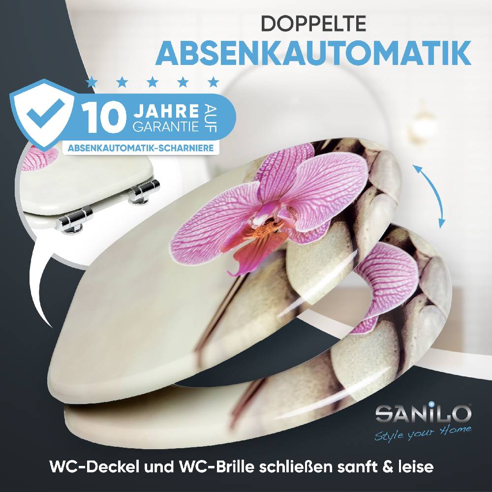 Sanilo WC-Sitz mit Absenkautomatik Wellness - Premium Toilettendeckel direkt vom Hersteller Sonderangebot der Fabrik