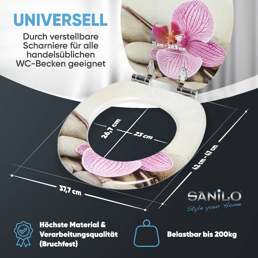 Sanilo WC-Sitz mit Absenkautomatik Wellness - Premium Toilettendeckel direkt vom Hersteller Sonderangebot der Fabrik