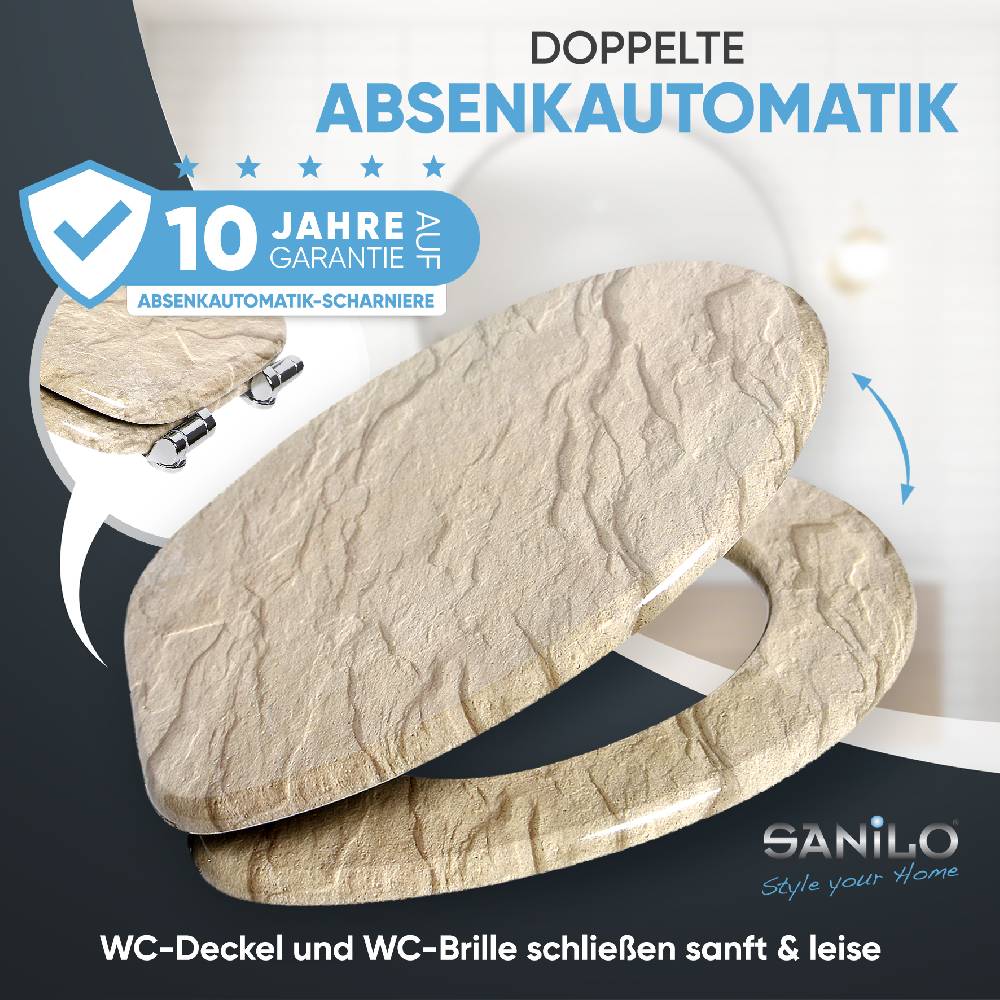 Sanilo WC-Sitz mit Absenkautomatik Sand Stone - Premium Toilettendeckel direkt vom Hersteller Nur noch ein Tag übrig
