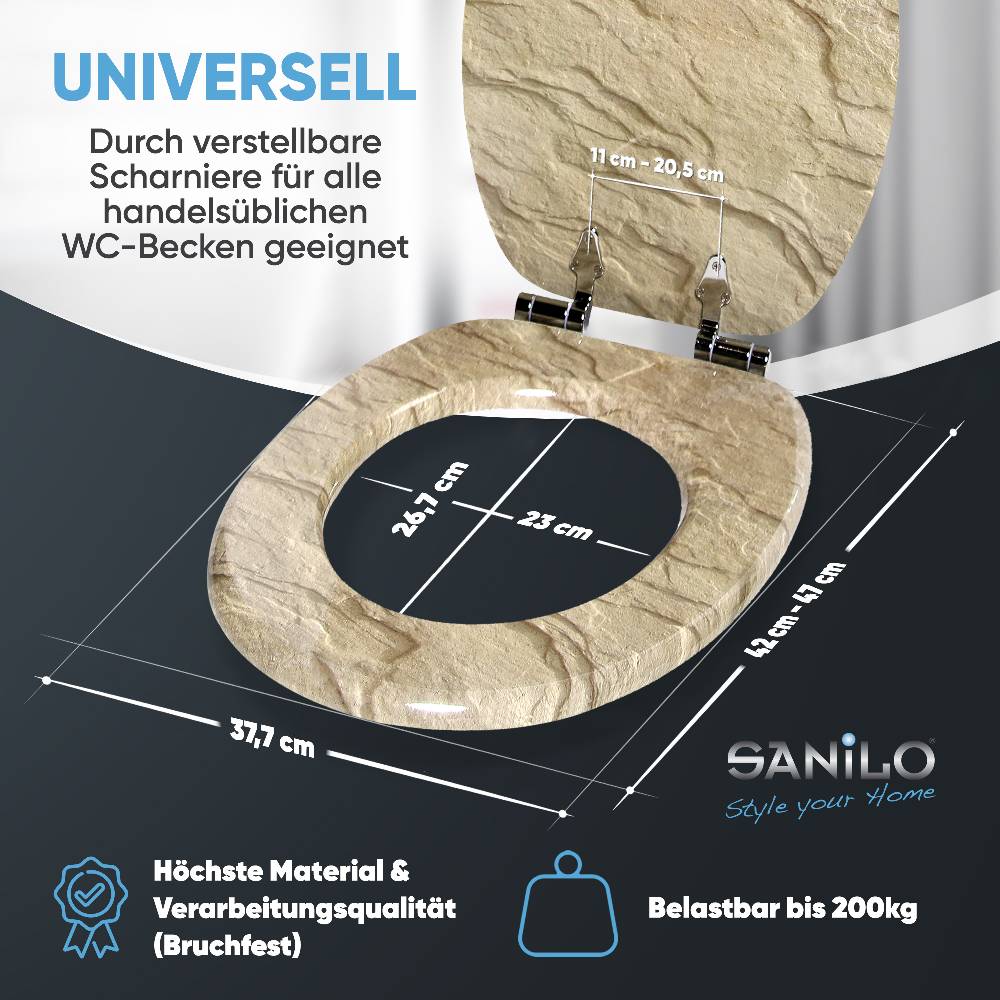 Sanilo WC-Sitz mit Absenkautomatik Sand Stone - Premium Toilettendeckel direkt vom Hersteller Nur noch ein Tag übrig