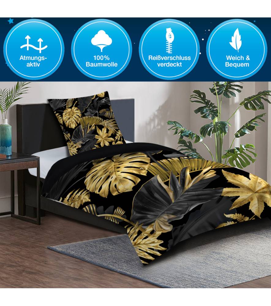 Sanilo Bettwäsche Golden Leaves 135 x 200 cm Bis zu 60% Rabatt