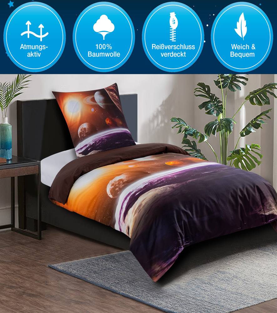 Sanilo Bettwäsche Planeten 135 x 200 cm Discount Store für neue Produkte