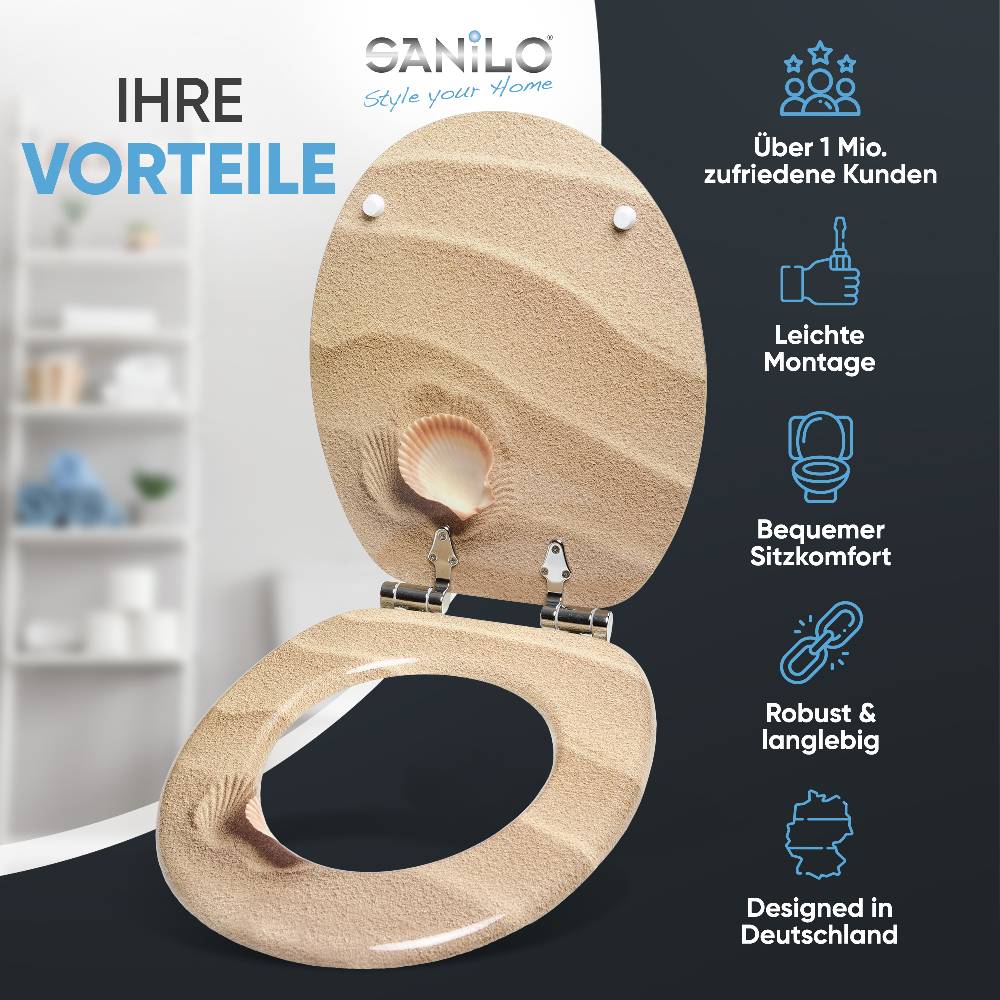Sanilo WC-Sitz mit Absenkautomatik Clam - Premium Toilettendeckel direkt vom Hersteller